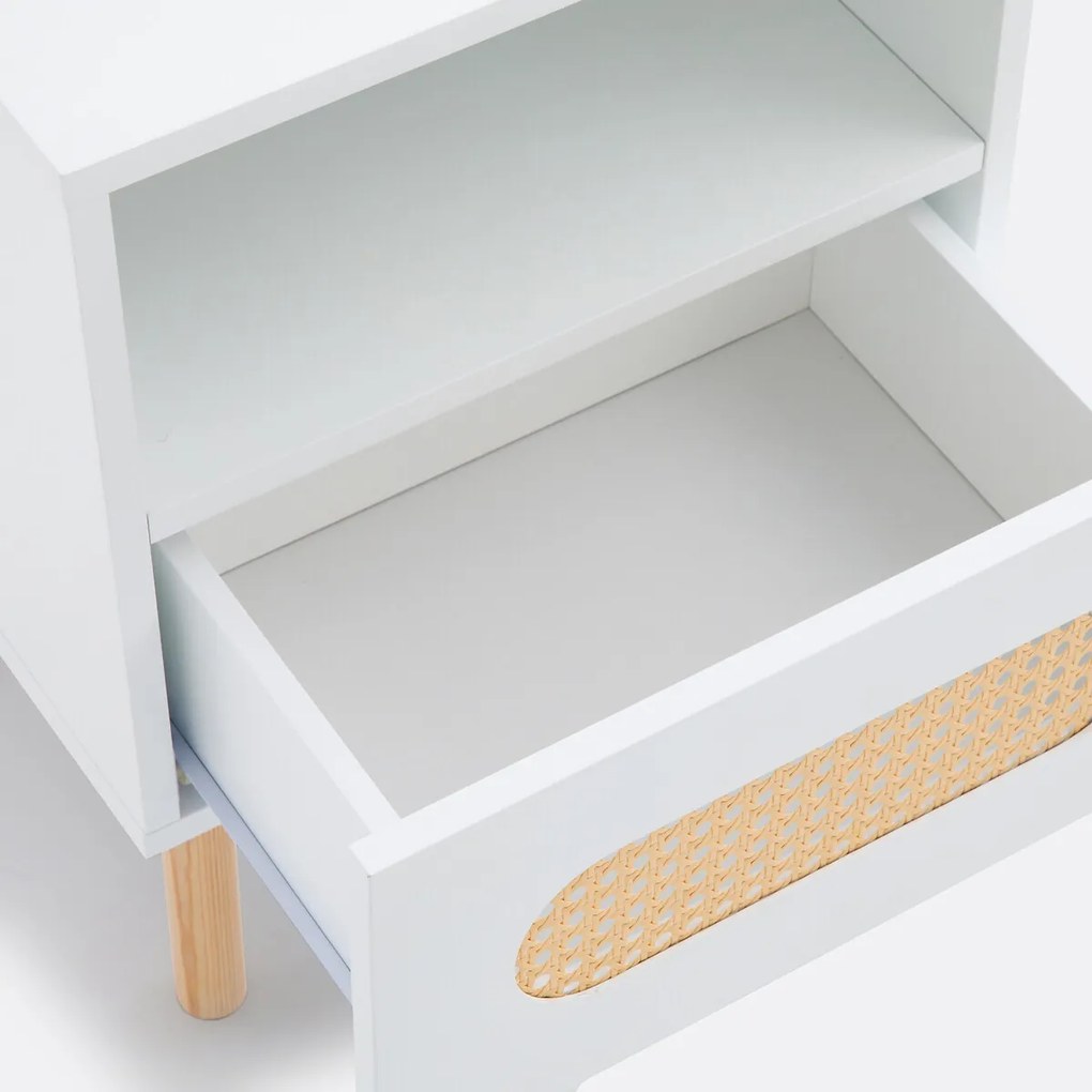 Nachtkastje met 1 lade in riet, Pacome