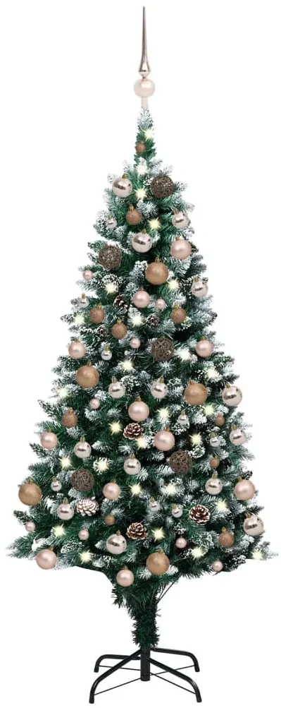 vidaXL Kunstkerstboom met LED's, kerstballen en dennenappels 150 cm