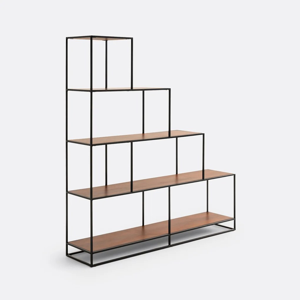 Trapvormig opbergrek, staal en walnootfineer, Watford