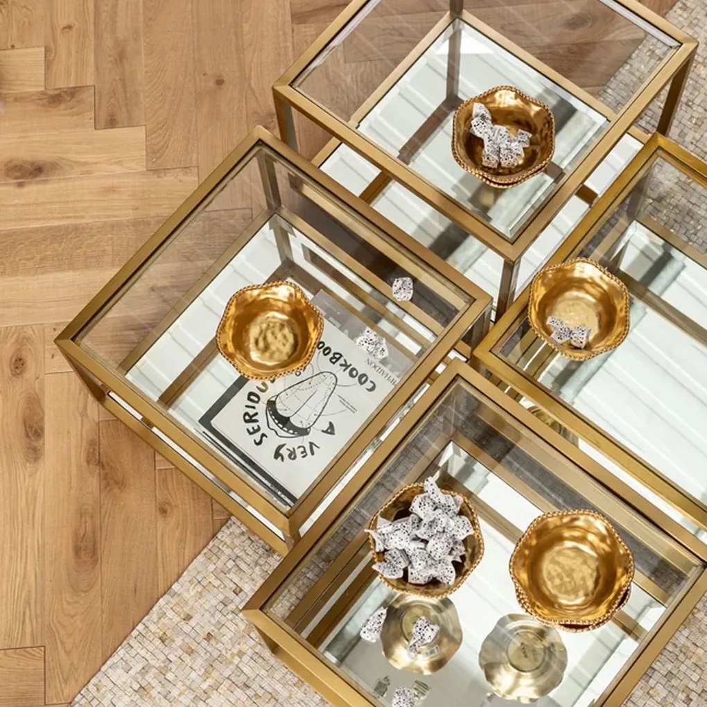 Gouden Salontafelset - 100 X 100cm.