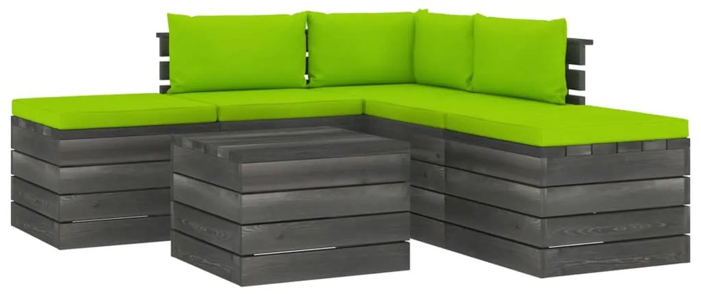 vidaXL 6-delige Loungeset met kussens pallet massief grenenhout