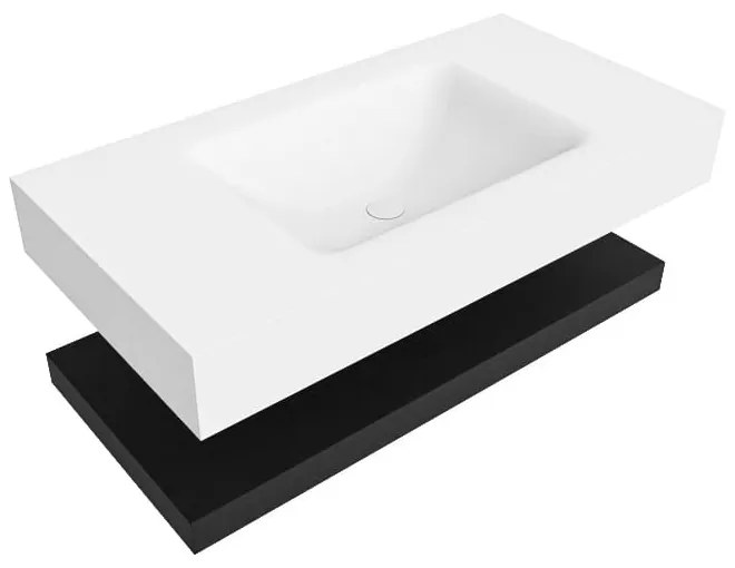 Zaro Alan badmeubel 90cm met planchet urban en vrijhangende wastafel cloud midden zonder kraangat talc