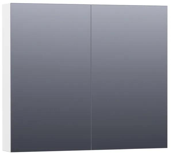 BRAUER Plain Spiegelkast - 80x70x15cm - 2 links/rechtsdraaiende spiegeldeuren - MDF - mat wit SK-PL80MW