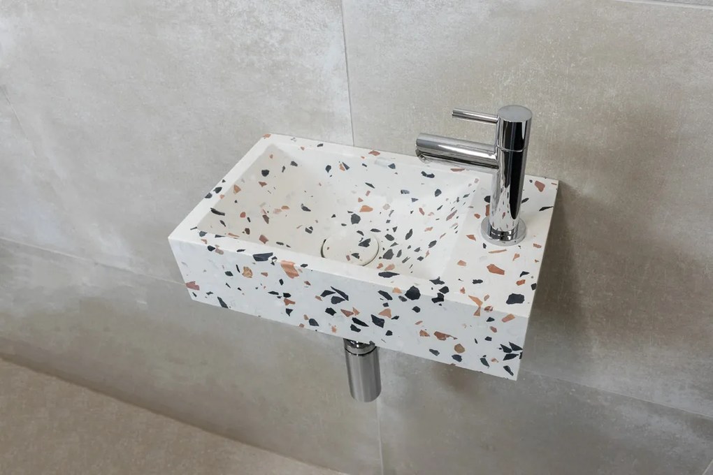 Saniclear Terrazzo fonteinset met rechte kraan in chroom