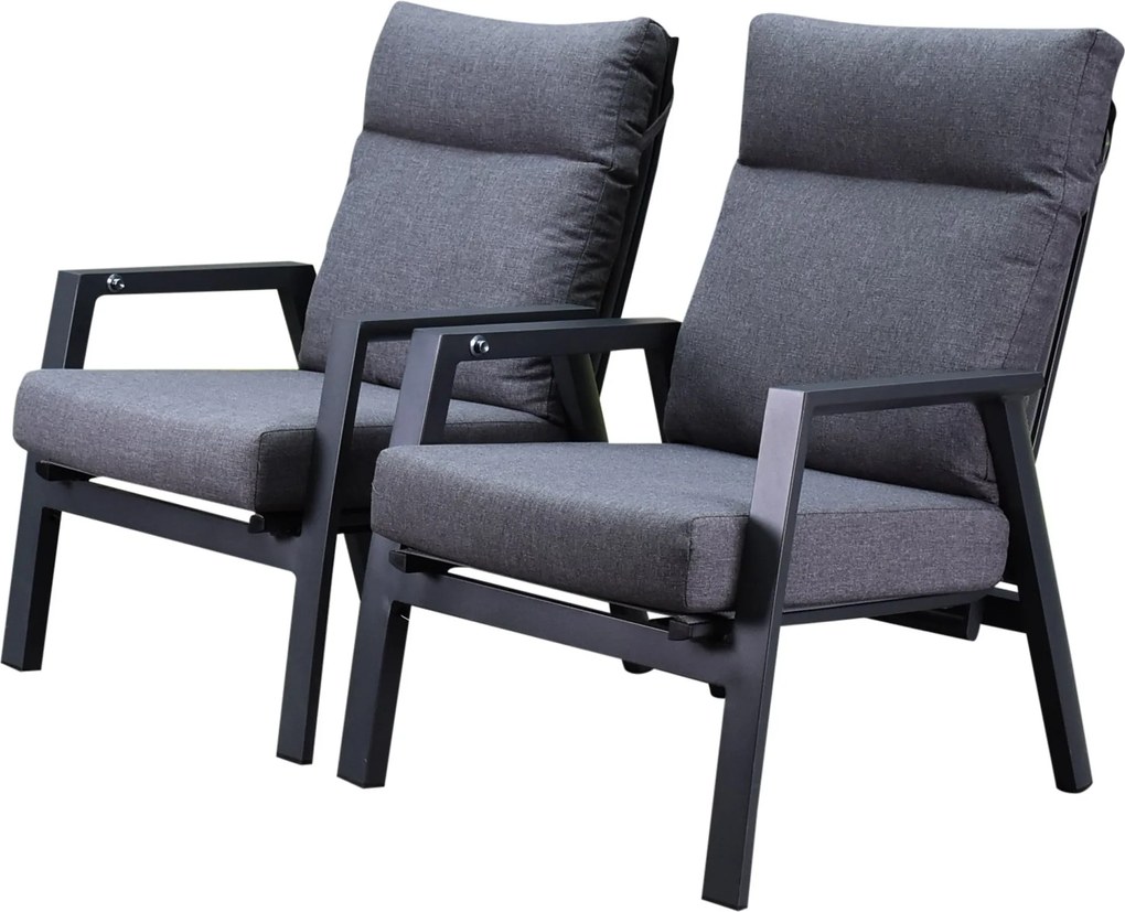 Showroommodel outlet  Vegas lounge balkonset 2 delig verstelbaar antraciet