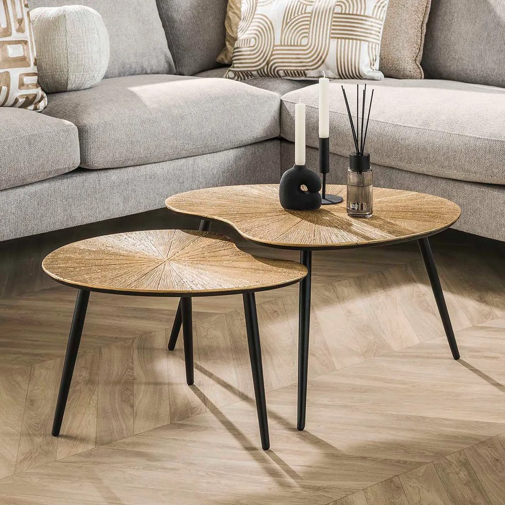 Salontafel Set Niervormig Goud - 71 X 56cm.