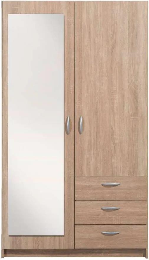Kledingkast Varia 2-deurs inclusief spiegel - eikenkleur - 175x98,5x49,5 cm - Leen Bakker
