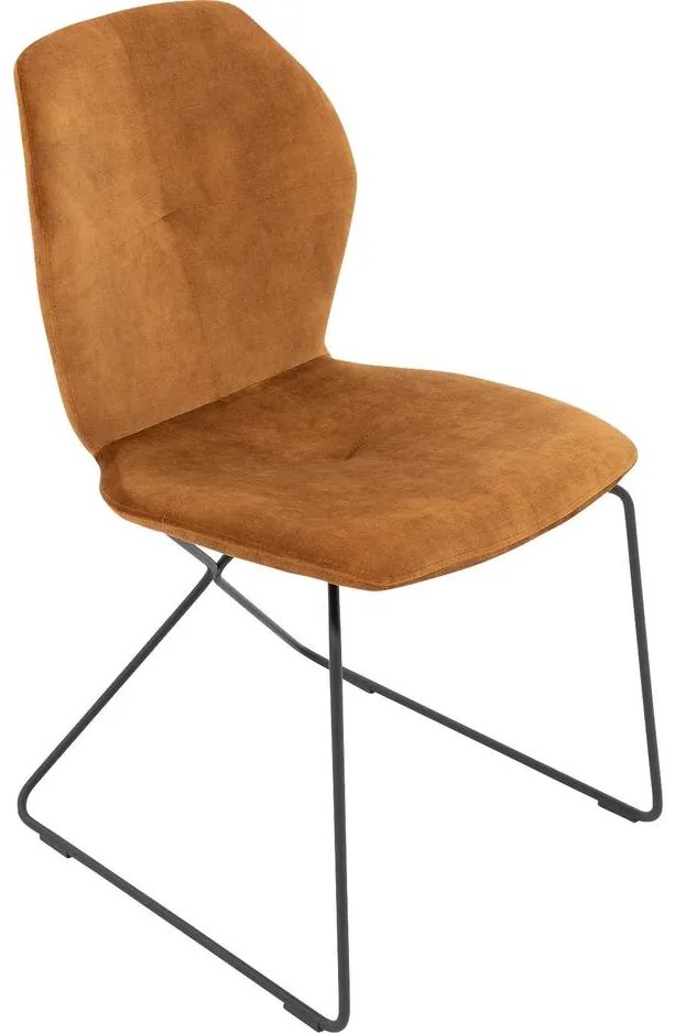 Goossens Excellent Eetkamerstoel Manzini cognac velvet stof leuning, modern design