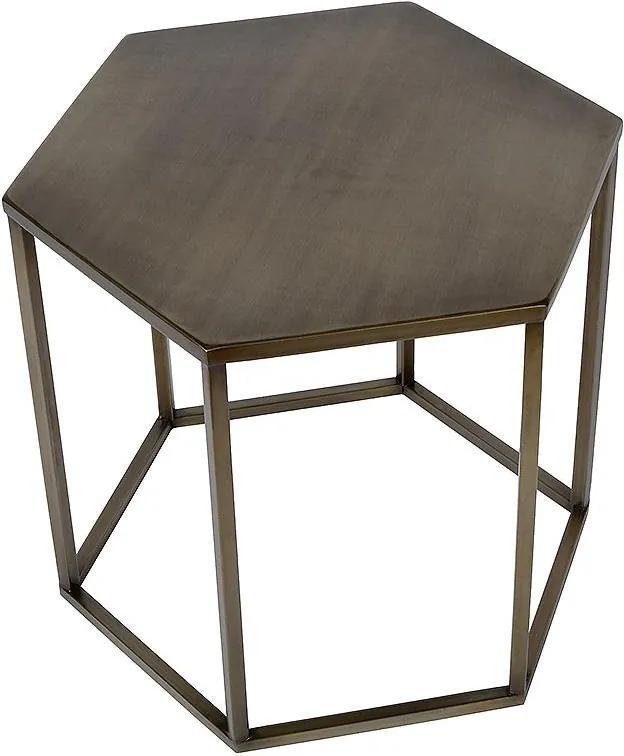 Atmooz by Charrell | Bijzettafel Hexa diameter 52 cm x hoogte 45 cm bronskleurig bijzettafels metaal meubels tafels