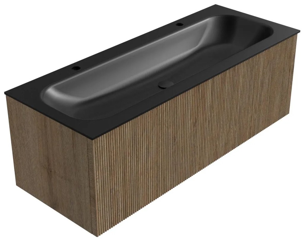 Mondiaz Kurve 120cm badmeubel dusk met 1 lade en wastafel big large midden 2 kraangaten urban