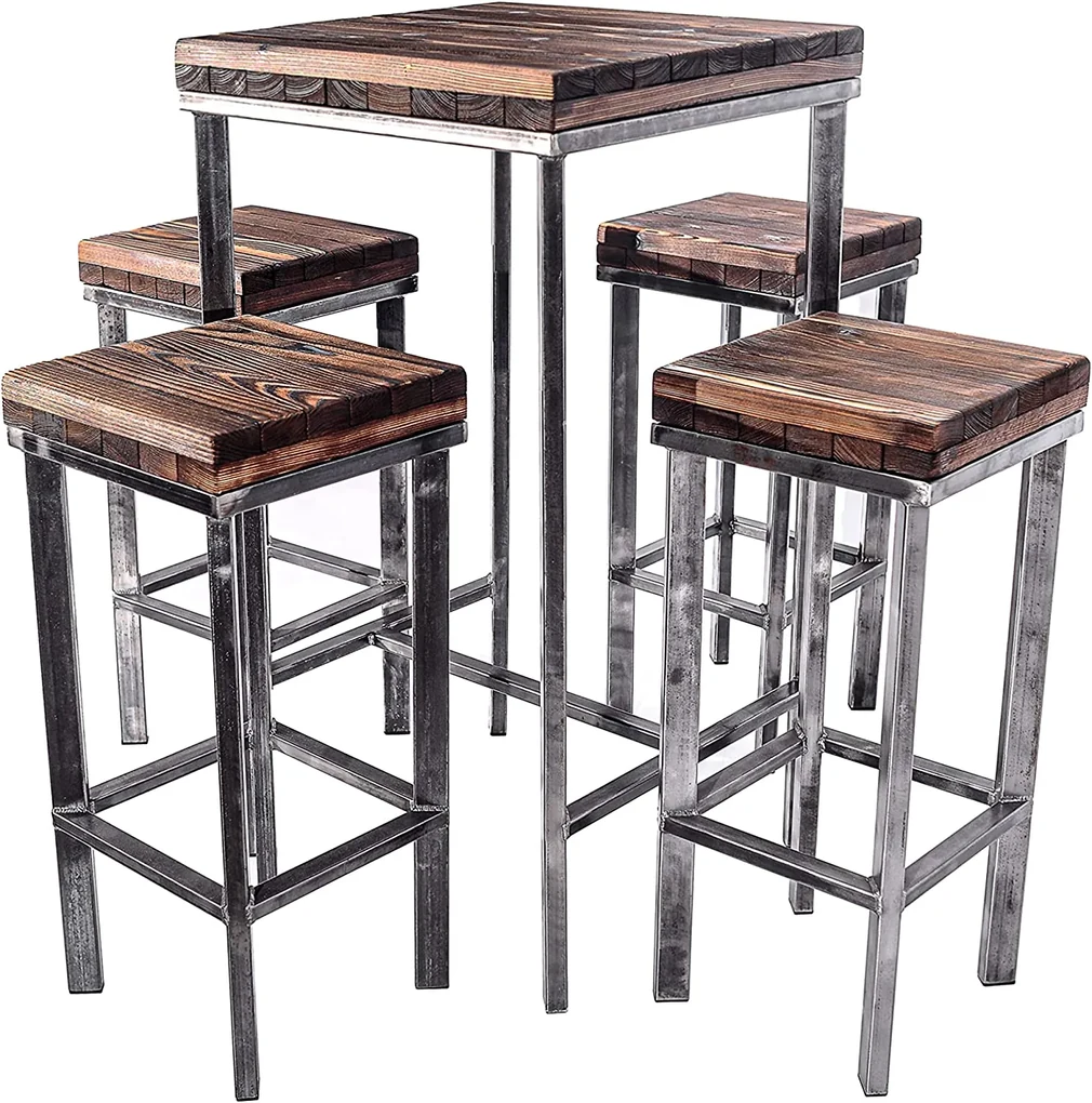 CHYRKA® Bartafel barkruk LS bartafel SAMBOR barmeubel loft vintage bar industrieel design handgemaakt hout metaal