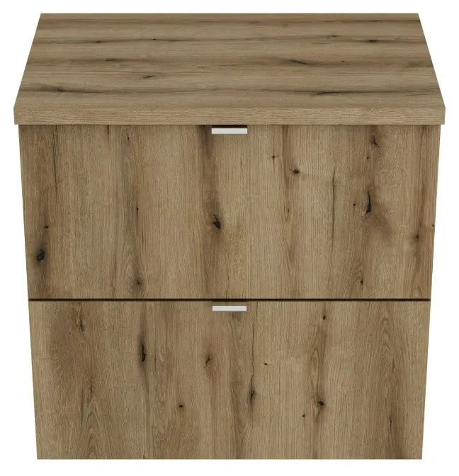 Comad Nova Oak wastafelonderkast 60x40cm eiken met 2 deuren en toppaneel