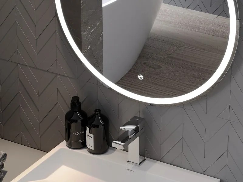 Mexen Gobi ronde verlichte badkamerspiegel, 60 cm, LED 6000K, antidamp - 9801-060-060-611-00