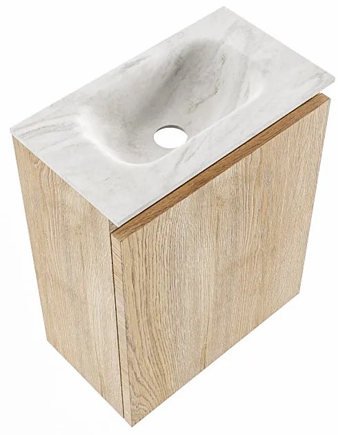 Mondiaz Ture DLux toiletmeubel 40cm washed oak met wastafel ostra midden zonder kraangat