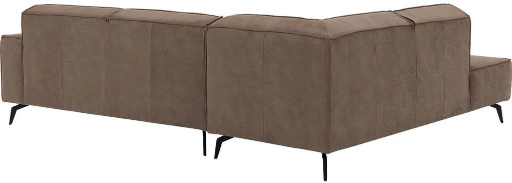 Goossens Hoekbank Hercules bruin, microvezel, 3-zits, modern design met ligelement links
