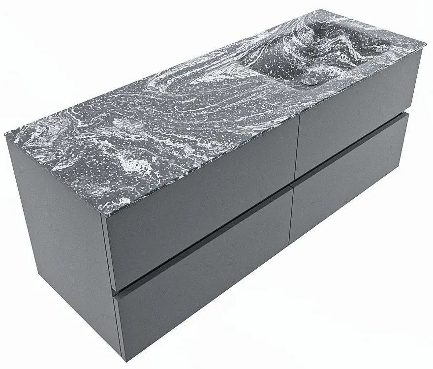 Mondiaz Vica DLux badmeubel 130cm plata 4 lades met wastafel lava rechts 1 kraangat