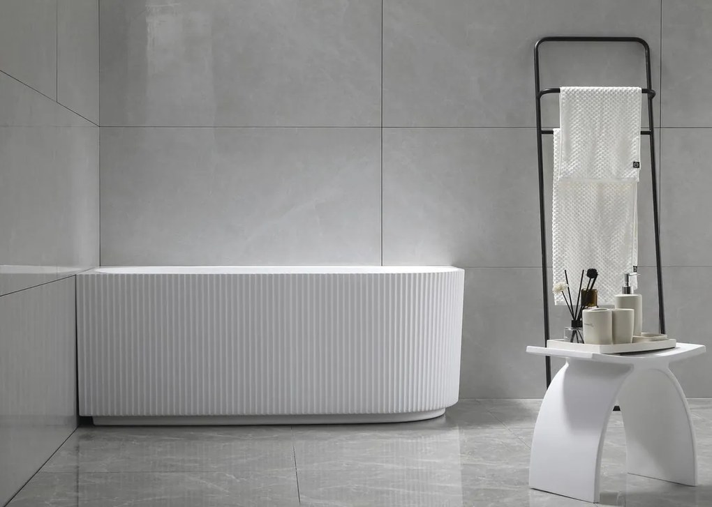 Aqualine Tibera hoekbad links met ribbel 170x80cm wit