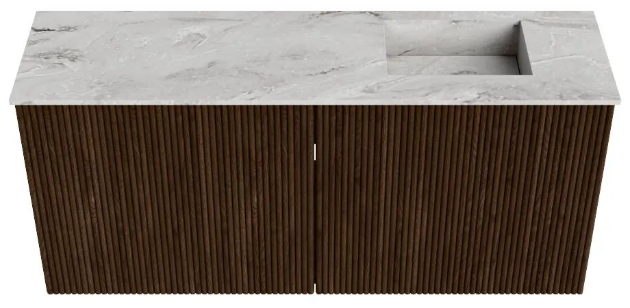 Mondiaz Joya DLux 90cm toiletmeubel walnut met wastafel faye rechts zonder kraangat glace