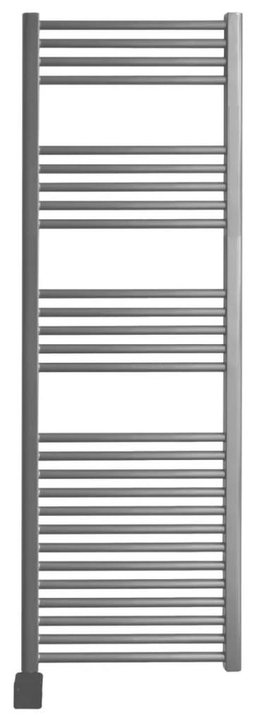 Sanicare elektrische design radiator 45x172cm zilvergrijs met Bluetooth en thermostaat rechts zwart