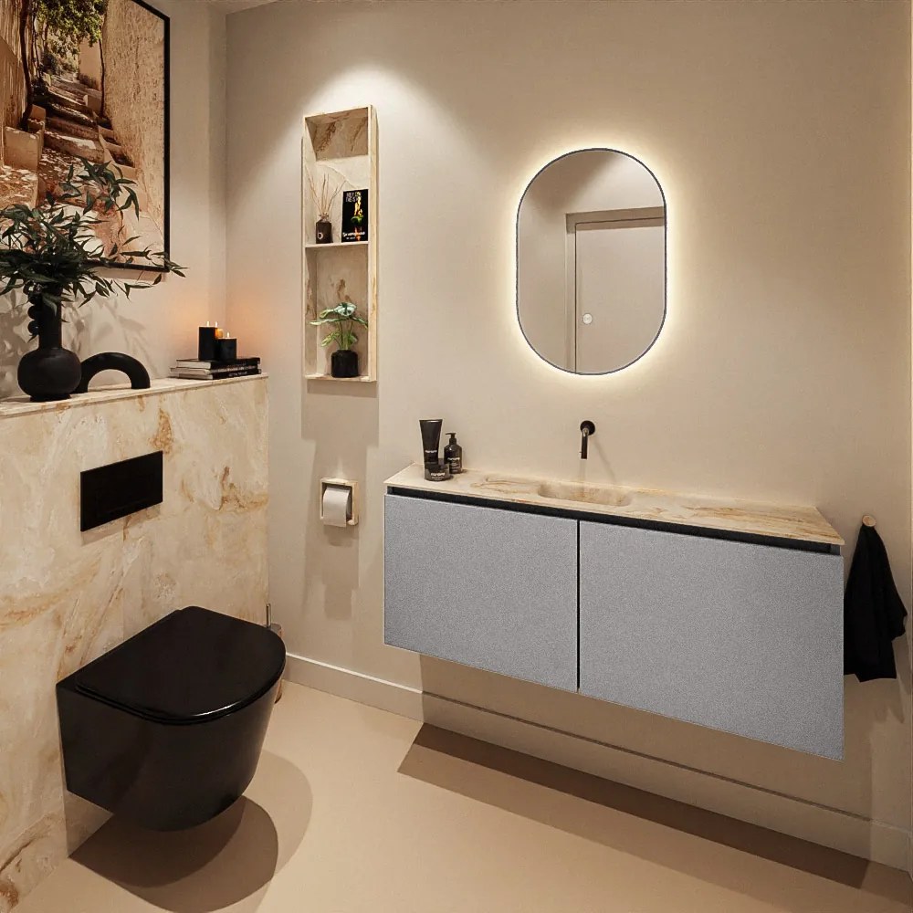 Mondiaz Ture DLux toiletmeubel 120cm plata met wastafel frappe midden zonder kraangat