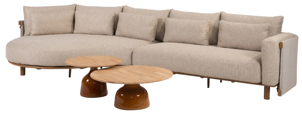 June Safina modulaire chaise longue loungeset 4 delig teak amber 4 Seasons Outdoor