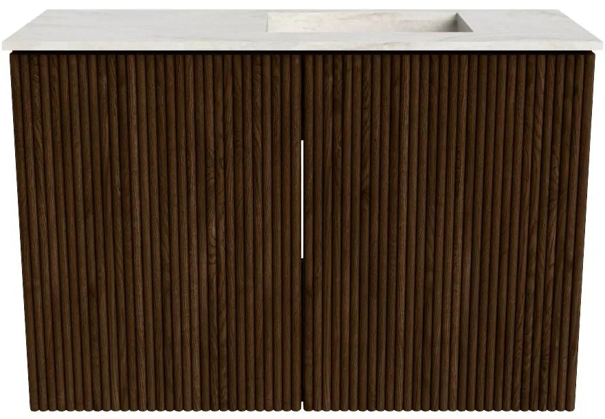 Mondiaz Joya DLux 60cm toiletmeubel walnut met wastafel faye rechts 1 kraangat ostra