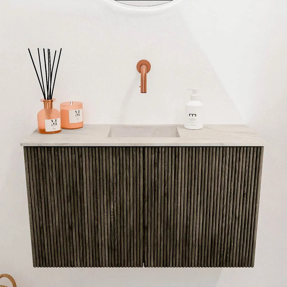 Mondiaz Joya DLux 70cm toiletmeubel shadow met wastafel faye midden zonder kraangat ostra