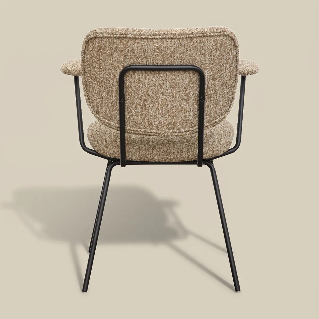 Moderne Eetkamerstoel Met Armleuningen Beige