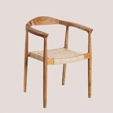 Set Van 2 Eetkamerstoelen Met Armleuningen In Rotan En Teakhout Kiemer Natuurlijk - Sklum