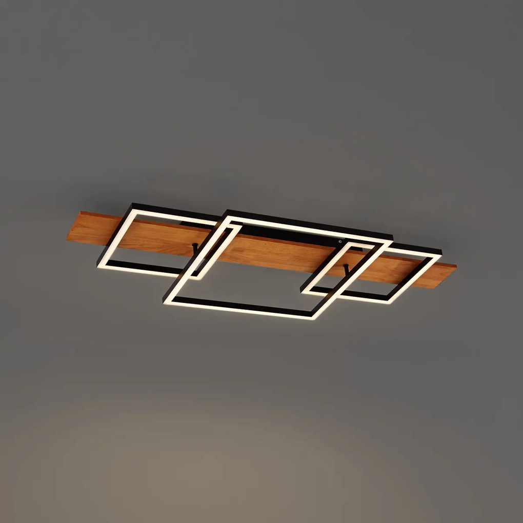 Design plafondlamp zwart vierkant incl. LED 3-staps dimbaar - Nimue