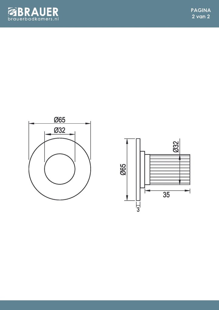 Brauer Stripe inbouw stopkraan zwart mat