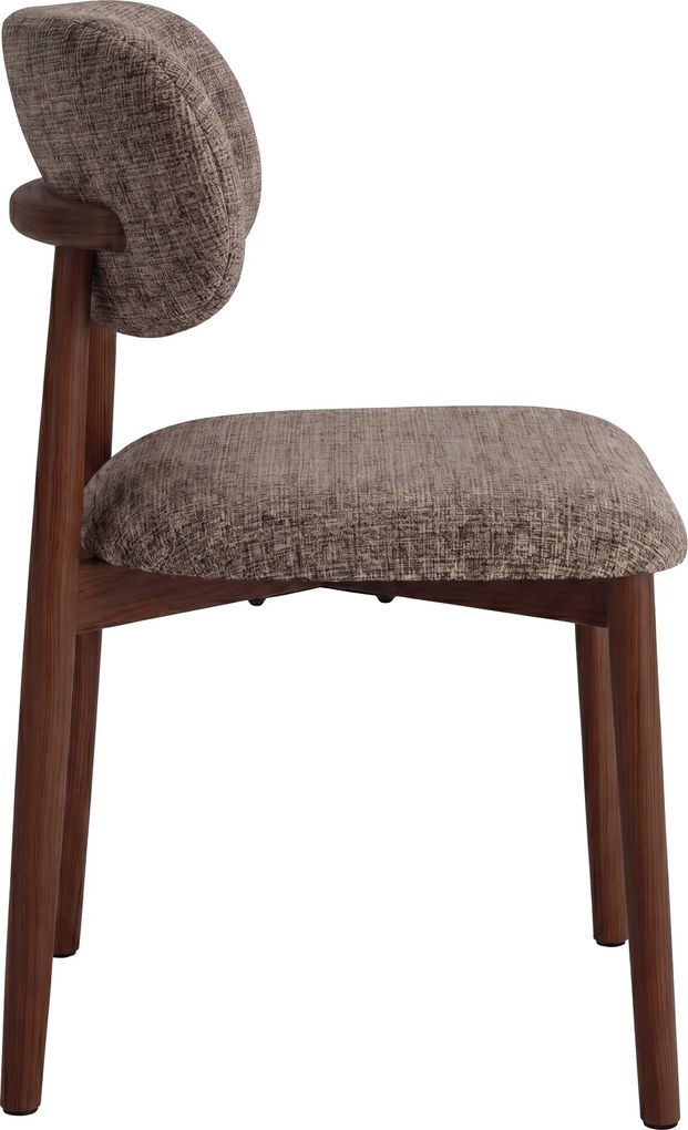 AVLO Gedempt bruin (stof Juto 24)/notenkleurig gebeitst frame – HOUTEN STOEL VOOR WOONKAMER, EETKAMER, KEUKEN RETRO