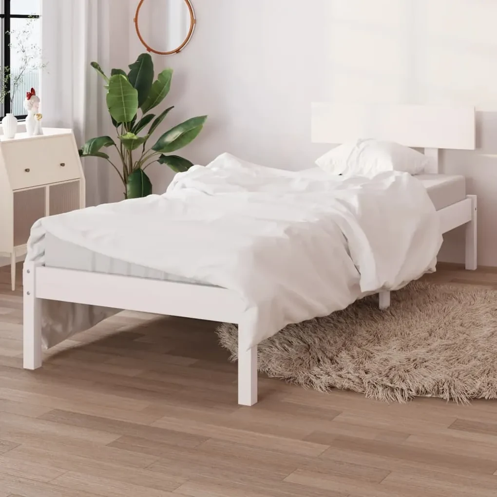 vidaXL Bedframe massief grenenhout wit 90x190 cm UK Single
