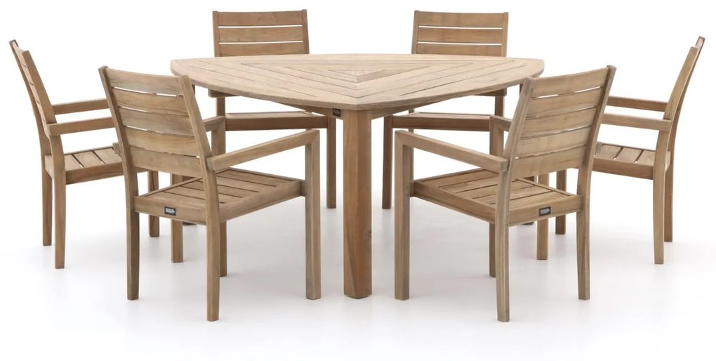 Diningset ROUGH  | 6 personen teakhout | Tuinset stapelbaar | 7-delig | Kees Smit Tuinmeubelen