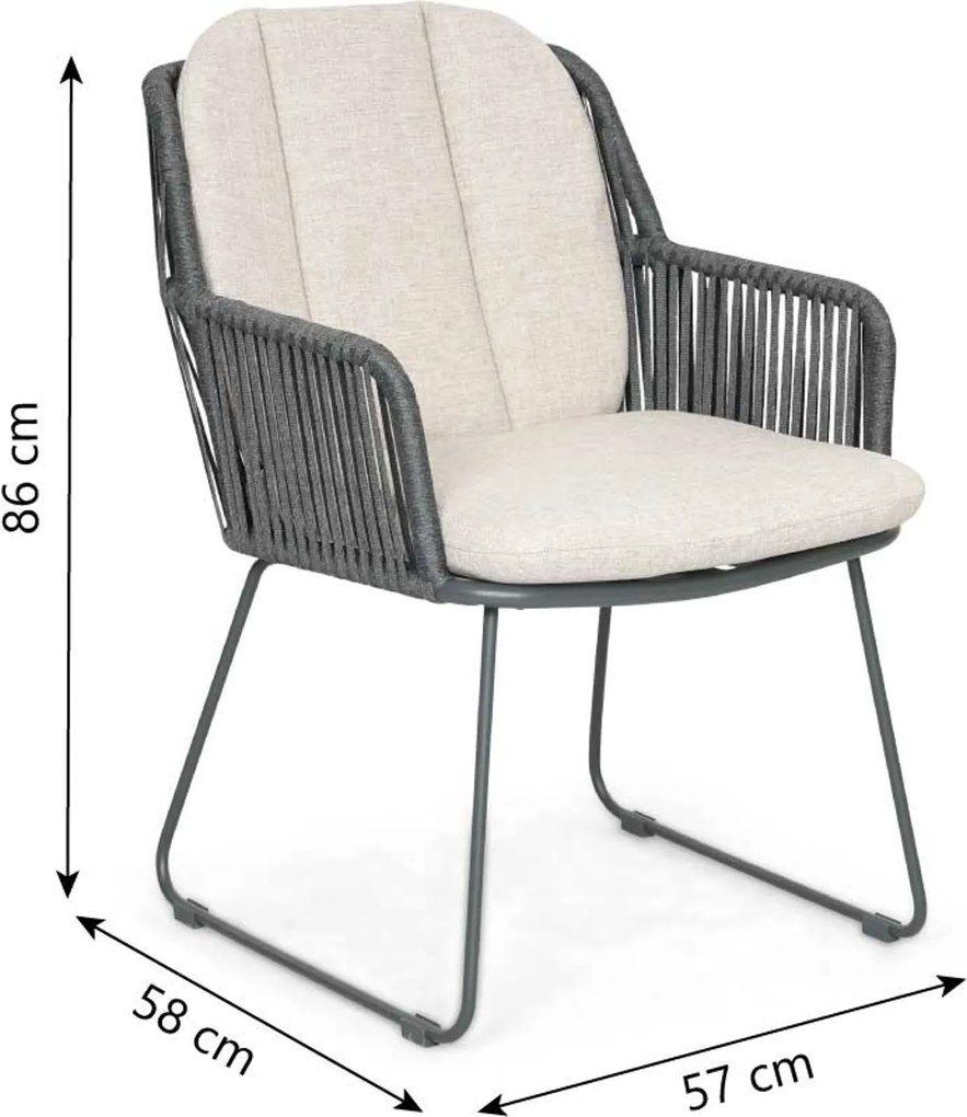 Tuinset 6 personen 240 cm Rope Grijs Domani Furniture Trivento/Lunea