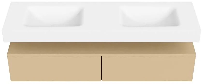 Zaro Alan badmeubel 160cm sand 2 lades met vrijhangende wastafel cloud dubbel zonder kraangat talc
