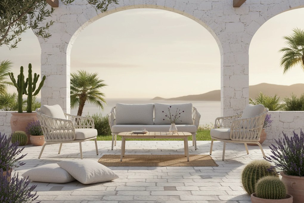 Stoel en Bank Loungeset 5 personen Rope Taupe Coco Barcelona