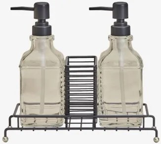 Dubbele Zeepdispenser Voor De Keuken Van Ijzer En Glas Darcei Grijs – Grafiet - Sklum