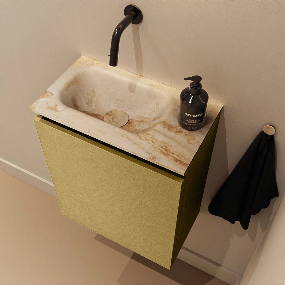 Mondiaz Ture DLux toiletmeubel 40cm oro met wastafel frappe links zonder kraangat