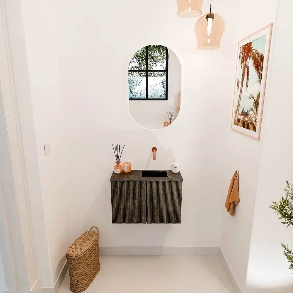 Mondiaz Joya DLux 60cm toiletmeubel shadow met wastafel faye rechts zonder kraangat lava