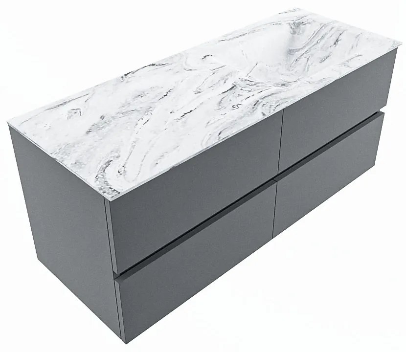 Mondiaz Vica DLux badmeubel 120cm plata 4 lades met wastafel glace rechts zonder kraangat