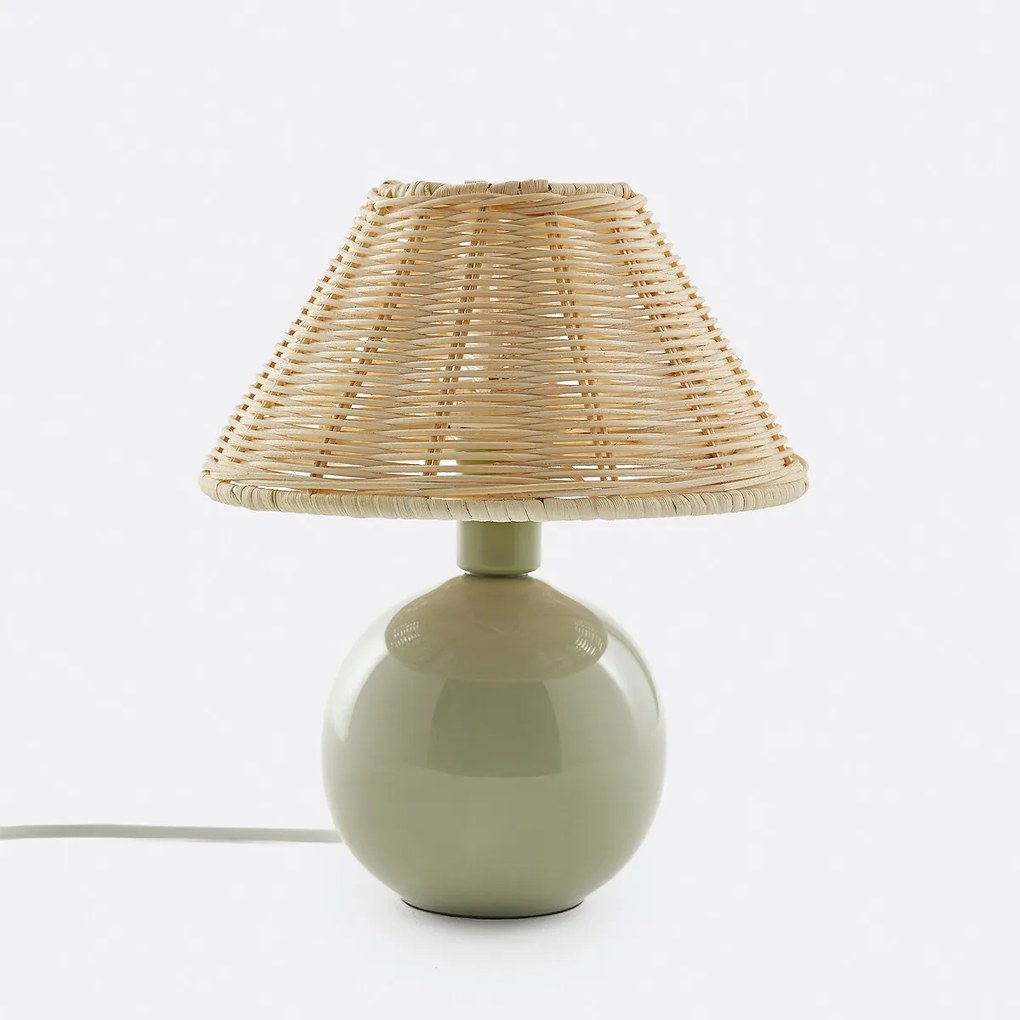 Tafellamp in keramiek en rotan, Alios