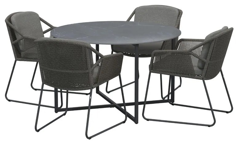 4 Seasons Outdoor Accor eetset met Bel Air teak tafel 240 cm  Tuinset    houtkleur weerbestendig