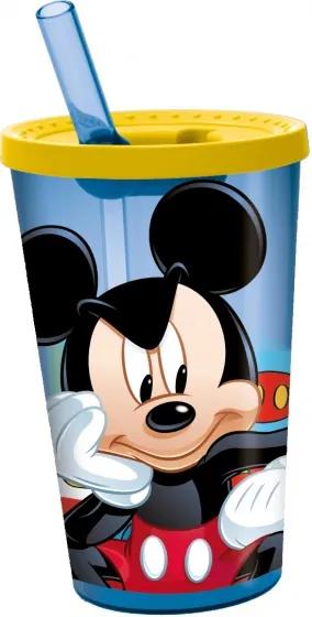 Drinkbeker met rietje Mickey Mouse geel/blauw 450 ml