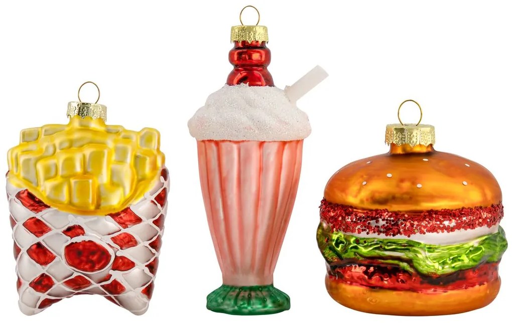 HEMA Kersthangers Glas Friet Milkshake Hamburger (multi)