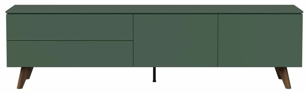 Tenzo Plain Mat Groen Tv-meubel Modern Walnoot Poot - 210x45x57cm.