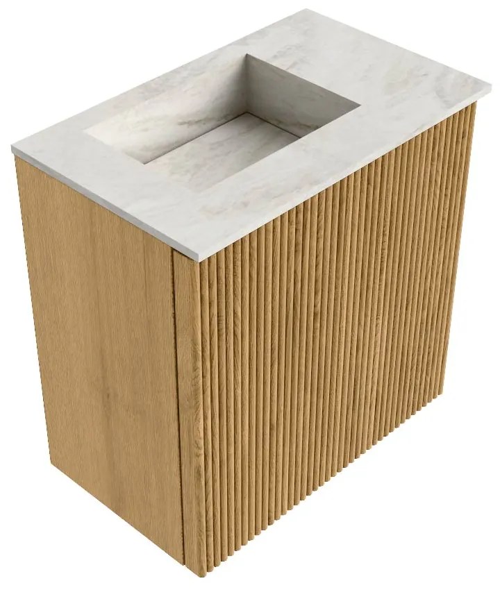 Mondiaz Joya DLux 40cm toiletmeubel oak met wastafel faye links zonder kraangat ostra
