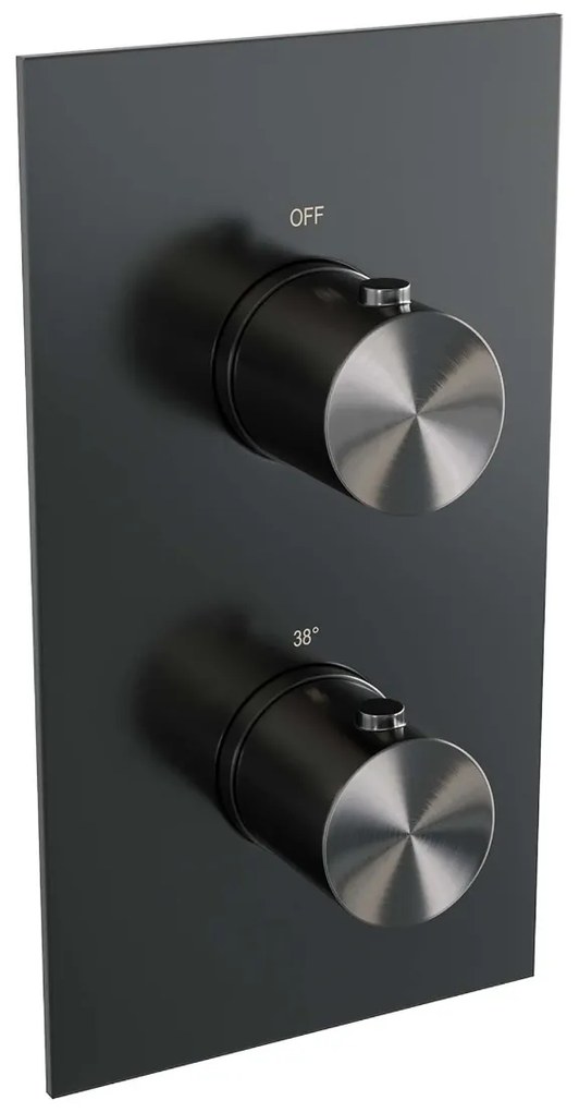 Brauer Gunmetal Edition complete inbouw regendouche met staafhanddouche, rechte wandarm, glijstang en hoofddouche 20cm set 37 gunmetal geborsteld PVD