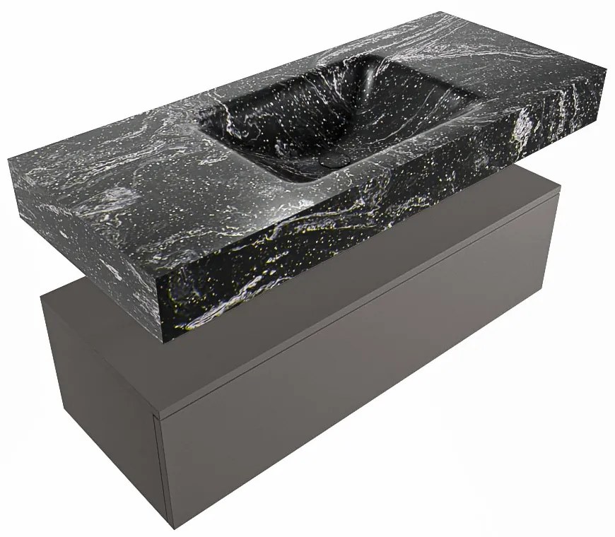 Mondiaz Alan DLux badmeubel 110cm dark grey 1 lade met wastafel lava midden 1 kraangat