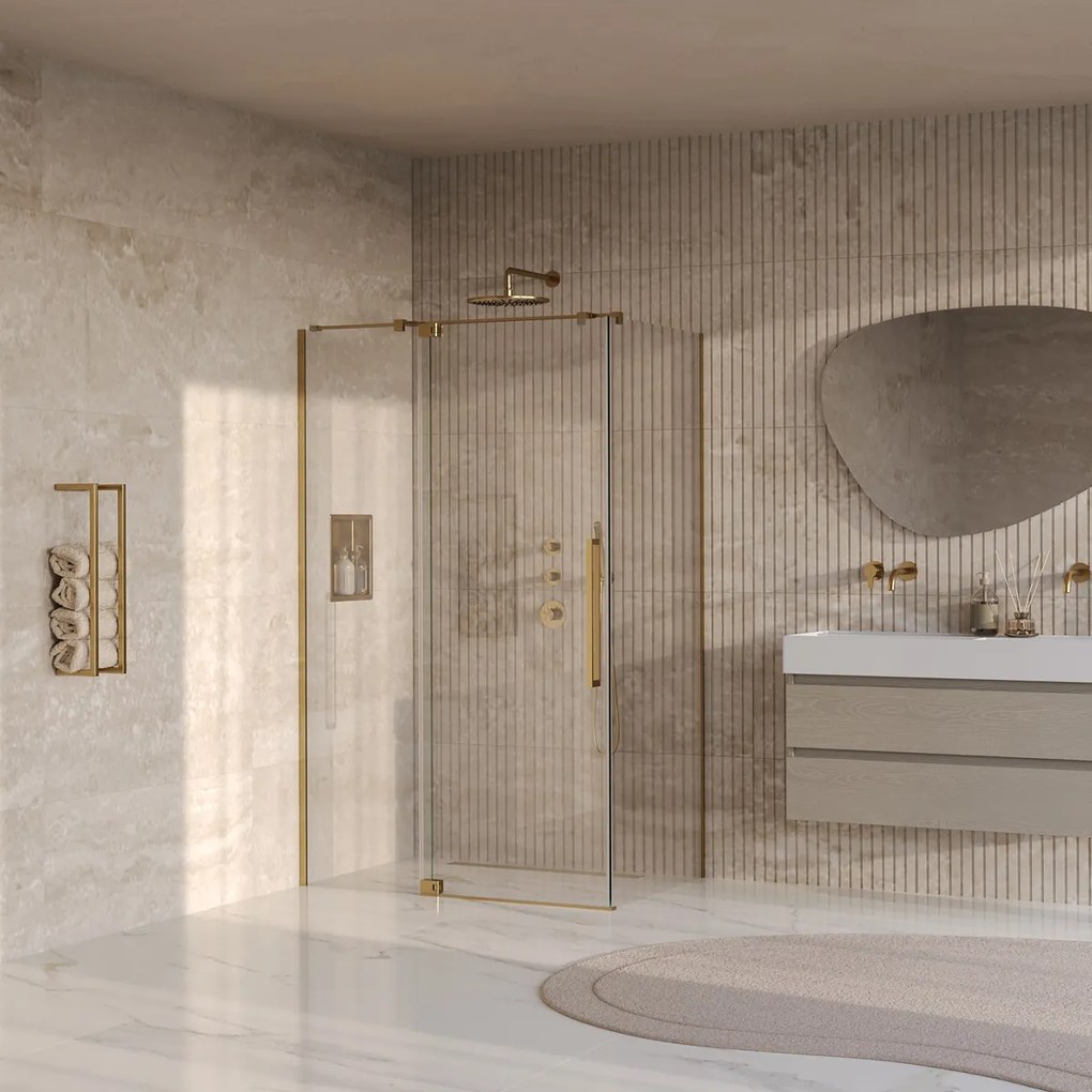 Brauer Stellar douchecabine met draaideur 120x100cm messing geborsteld PVD